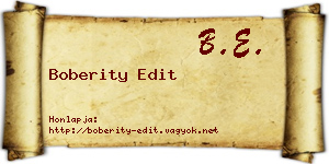 Boberity Edit névjegykártya